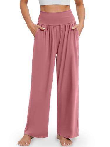 Image of Gracyoga Wide Leg Yoga Pants for Women Casual Loose Cozy Sweatpants High Waisted Lounge Pajama Flowy Pants With Pockets
