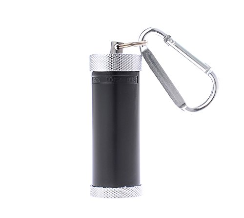 Cylindrical Mini Ashtray/Pocket Ashtray/Travelling Ashtray, Zinc Alloy, with Small Carabine, black, Mod. 022-01