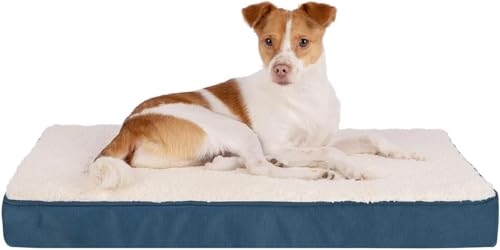 Best Pet Supplies Orthopedic Dog Bed with Memory Foam, Washable Dog Crate Mat for Small, Medium & Large Dogs, Thick Mattress for Crates, Kennels or Floor, Waterproof Pet Bed - Blue, 24 x 16 x 3