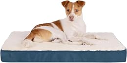 Best Pet Supplies Orthopedic Dog Bed with Memory Foam, Washable Dog Crate Mat for Small, Medium & Large Dogs, Thick Mattress for Crates, Kennels or Floor, Waterproof Pet Bed - Blue, 24 x 16 x 3