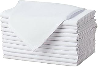 12 x White Cotton Napkins Dinner Cloth 100% Egyptian Cotton Tableware for Wedding,Party,Hotel Reusable Washable (White, 16" x 16" (41 x 41 cm))