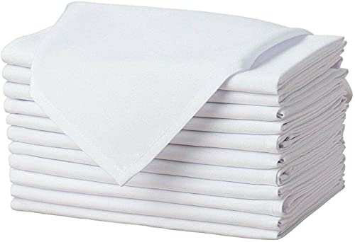 12 x White Cotton Napkins Dinner Cloth 100% Egyptian Cotton Tableware for wedding,party,hotel reusable washable (White, 16 x 16 (41 x 41 cm))