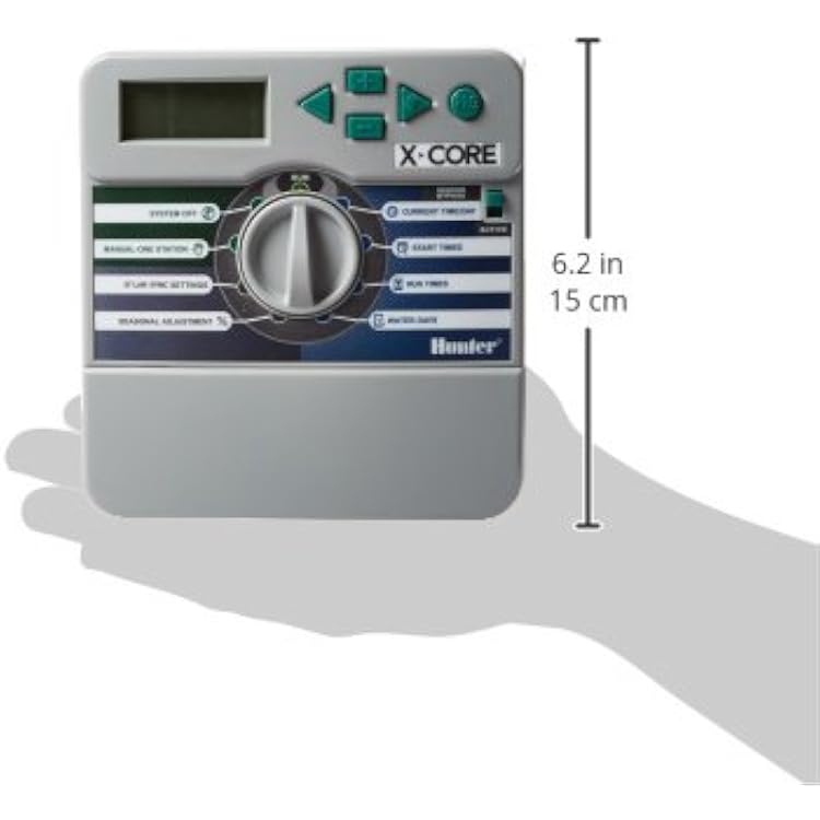 Hunter X-Core XC800i Indoor Sprinkler Timer, 8 Zone Irrigation Controller for Lawn and Garden, Easy to Program, Automatic Watering Schedule, Seasonal Adjust, No Wi-Fi Required