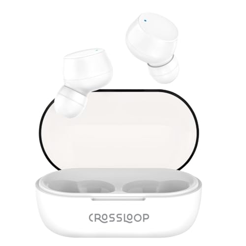 Image of Crossloop Bliss Podz True Wireless Earbuds with Mic, Touch Control, Range 10M, Bluetooth 5.3, Play Time 12 - 60 hrs, Voice Assistant, Auto Pairing, IPX3, Long Standby Time, Type C Charging. (White)