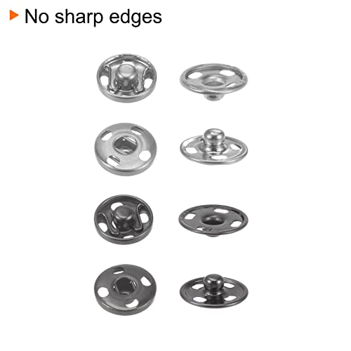 Harfington Sew-On Snap Buttons, 10 Sets 1/3 Inch & 10 Sets 1/2 Inch Metal Snap Fasteners Press Studs Buttons For Sewing Clothing Diy, Silvery And Black #TOP3