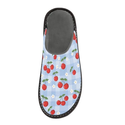 Slippers for Women Red Cherry Pattern Soft Winter Warm Shoes Indoor Outdoor Non-Slip House Travel Slippers3