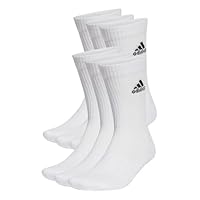 adidas Sportswear Cushioned Crew Socks 6 Pairs, White/Black, X-Large