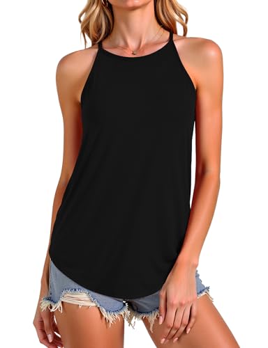 Womens Tank Tops, High Neck Tank Top for Women, Halter Tops for Women, Loose Fit Basic Tee Summer Sleeveless Tops2