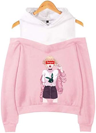 Senpai anime girls fashion printed Women Casual Long Sleeve Off Shoulder Hoodie Hooded Sweatshirt