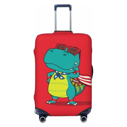 USA Confident Superhero Dino Travel Luggage Covers - Elasticity Suitcase Covers Protector for Luggage 18-32 Inch
