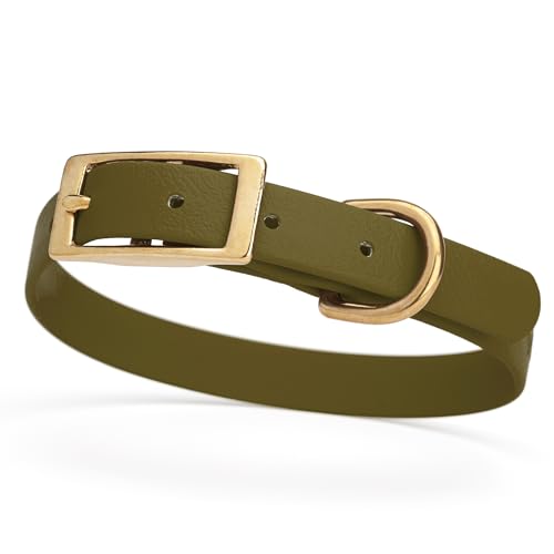 Image of Viper Biothane Heavy Duty Waterproof Dog Collar Strong Coated Nylon Webbing w /Solid Brass Hardware Odor-Proof Easy to Clean High Performance Fits Small Medium or Large Dogs, Olive Drab Green