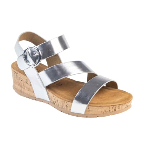 Sandale compensée Chattawak Lilou argent 40 contre les pieds douloureux