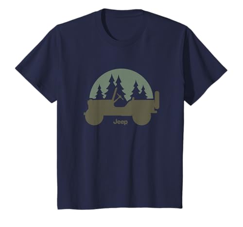 Jeep Kids Unisex T-Shirt Blue Short Sleeve Classic Fit Crew Neck Nature Iconic Jeep Design