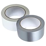 Mobestech 2 Rollen Winddichtes Dichtungsband für Fenster und Türen Selbstklebendes Hochwertiges Gewebeband Wetterbeständig Flexibel für Fensterrahmen Glas Türspalten Weiß und Silber