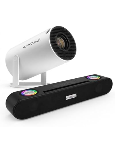 Image of Krisons Zytel-003 Smart LED Projector with Free 20 Watts SoundBar,1080p HD Resolution, Rotatable Design, Built-in Streaming Apps(Netflix etc.), 3500 Lumens, Screen Mirroring,1+16GB,Android+BT+WiFi