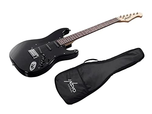 Monoprice Cali Classic Electric Guitar - Black, 6 Strings, Double-Cutaway Solid Body, Right Handed, SSS Pickups, Full-Range Tone, With Gig Bag, Perfect for Beginners - Indio Series - Image 3