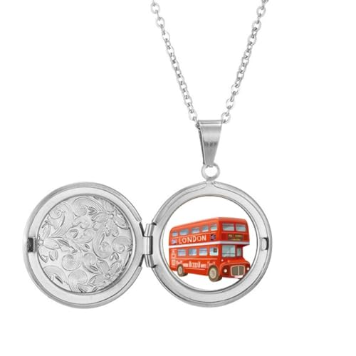 Collier médaillon bus rouge à deux étages pour un look londonien unique