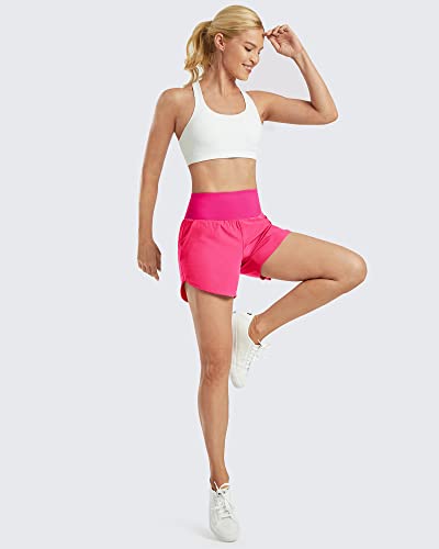 G4Free Exercise Shorts For Women 5 Inch Athletic Shorts With Pockets Lightweight Workout Running Tennis Shorts (Hot Pink,L) #TOP2