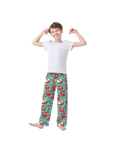 Cartoon Apples Leaves Boys Pants for Kids Jogger Pants with Pockets S3