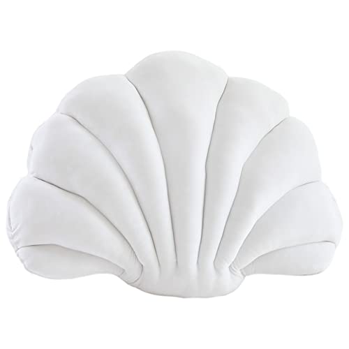 Altsuceser Oreillers 3D en forme de coquillage - Coussin décoratif pour canapé, lit, maison, bureau - Blanc