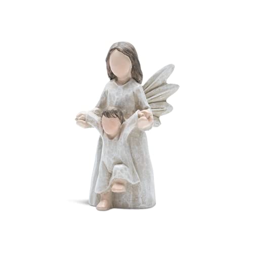 FRITZ COX Ange gardien My.Angel.Art ange gardien avec enfant | Ange avec enfant | Petite sculpture d'ange | Beau cadeau de naissance, d'anniversaire, de baptême, de communion, de mariage (garçon)