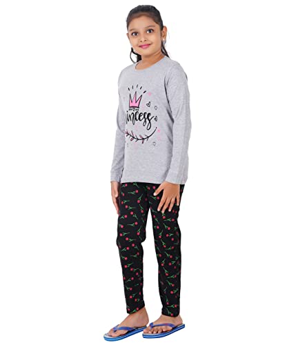 Image of MIST N FOGG Girls' Printed Cotton T Shirt and Pyjama Set /Nightwear /Top and Pyjama Set