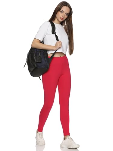 Image of Women's Soft Cotton Ankle Length Leggings | 4 Way Stretch | Mid Rise | Stretchable & Comfortable