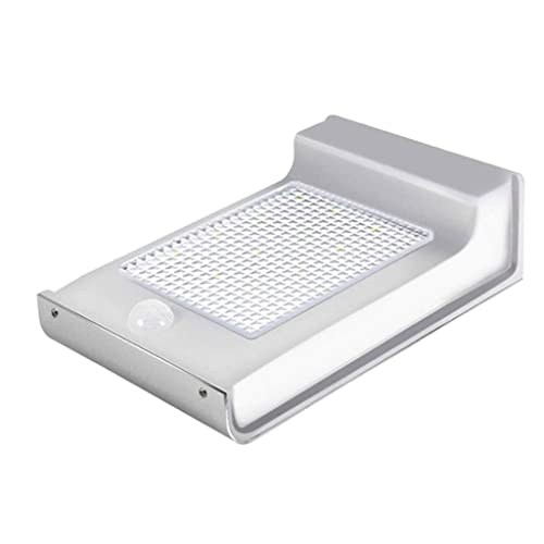 jojomis Lámpara de pared solar de 72 LED, impermeable, para jardín, patio, color plateado, 125 x 53 x 185 mm