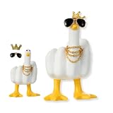 Lifelisa Middle Finger Duck Decor, Funny Middle Finger Gift for Office Desk Decor Home Decor, Novelty Finger Duck Sculptures with Crown Necklace, Duck You Cool Fun Gag Gift(White)