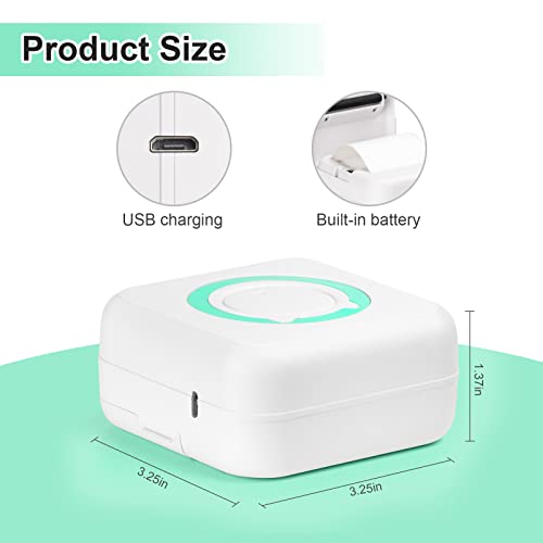Myuiojpn Portable Wireless Printer Mini Pocket Bluetooth Thermal Printers With 6 Rolls Printing Paper Compatible With Android Ios Smartphone For Label Receipt Photo Notes And Memos #TOP5