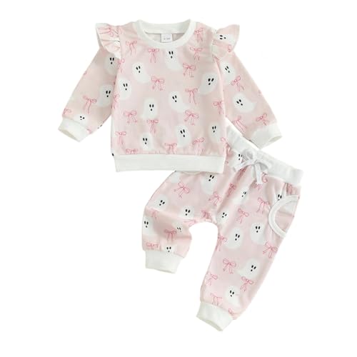 Toddler Baby Girl Halloween Outfit Pumpkin Sweatshirt Crewneck Pullover Shirt Pants Cute Fall Clothes Infant Set