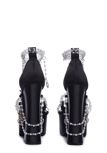 Dolls Kill Holy Revelation Platform Heels by Sugar Thrillz, Velvet Heels with Pearl Beads & Adjustable Straps4
