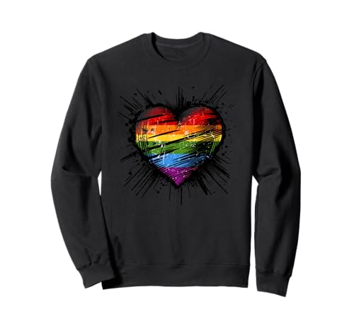 Gay Pride Rainbow Heart Artístico LGBT y LGBTQ Trendy Sudadera