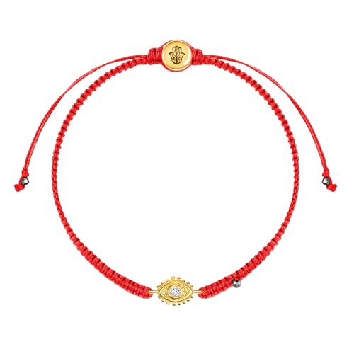 KARMA AND LUCK Powerful Protection, Red String Bracelet & Evil Eye Charm for Women with Genuine Gemstone, Size 5.5