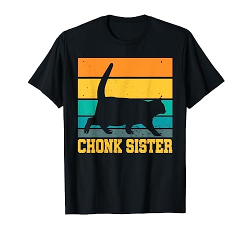 Chonk Sorella Cat Silhouette Felino Animale Simpatico Gatto Maglietta