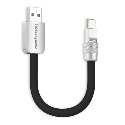 chubbycable Short USB A to C Cable 120W Charging Cable, Black, 20 inch