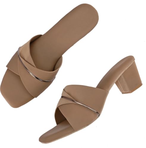 Image of Nowry Women's Chunky Block Heels | Women Comfortable Heel Fashion Sandals for Everyday, Party, Office, Wear