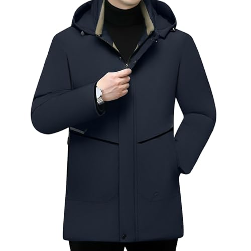 Veste matelassée d'hiver pour homme mûr avec capuche amovible
