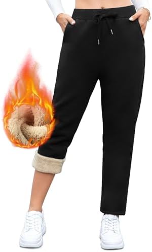 Thermo Jogginghose Damen Warm Gefüttert Fleecehose Winterhose mit Taschen | Warme Damen Freizeithose mit weichem Fleecefutter, elastischem Bund und Kordelzug für Alltag, Sport und