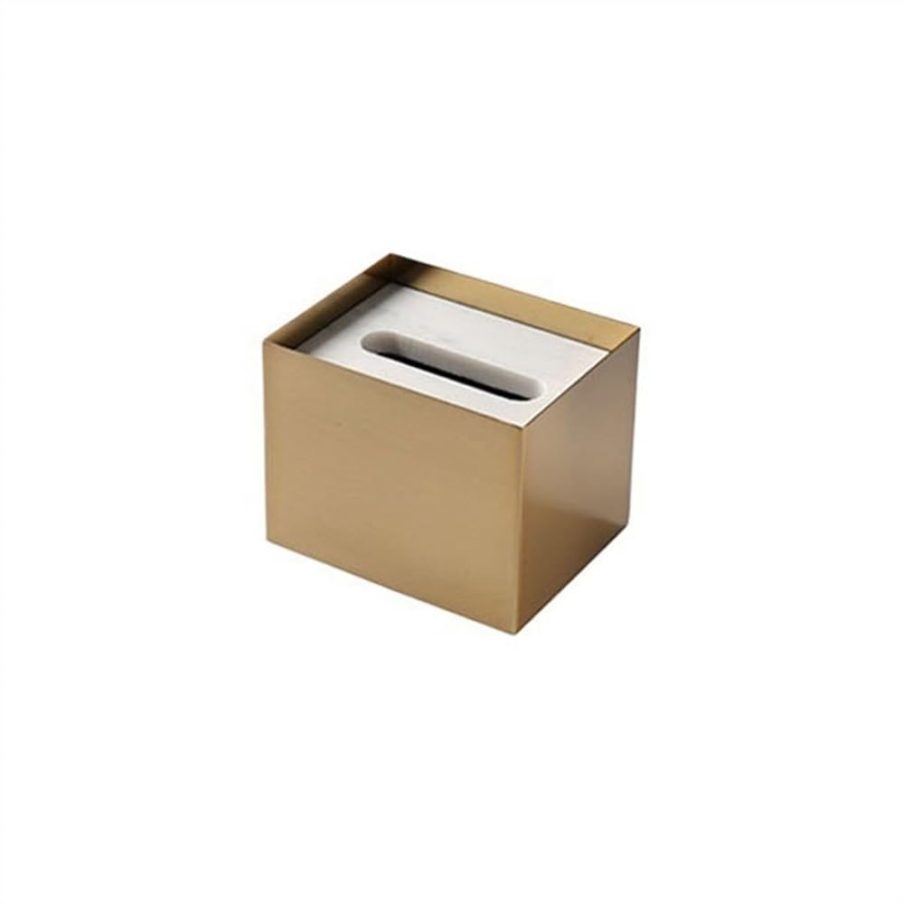 Tissue Holder Marble Stainless Steel Tissue Box Living Room Light Luxury Upscale Coffee Table Drawer Household Napkin Storage Facial Box Decor(White,Small)