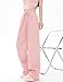 Kiench Teen Girls High Waisted Sweatpants Wide Leg Joggers Pants with Pockets US Size 18-20/14-15 Years, Cotton Pink