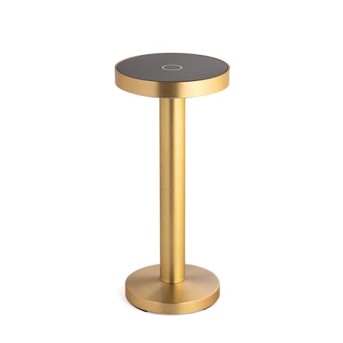 Auraglow Rechargeable Cordless LED Table Lamp, IP65, Indoor & Outdoor Battery Operated Lamp, for Home, Desk, Dining, Living Room, Bedroom & Garden Party (Brass, 1 Pack)