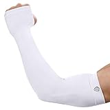 SHINYMOD UV Protection Cooling Arm Sleeves for Men Women Sunblock Cooler Protective Sports Gloves Running Golf Cycling Basketball Driving Fishing Pairs Long Arm Cover Sleeves (1 Pair White)
