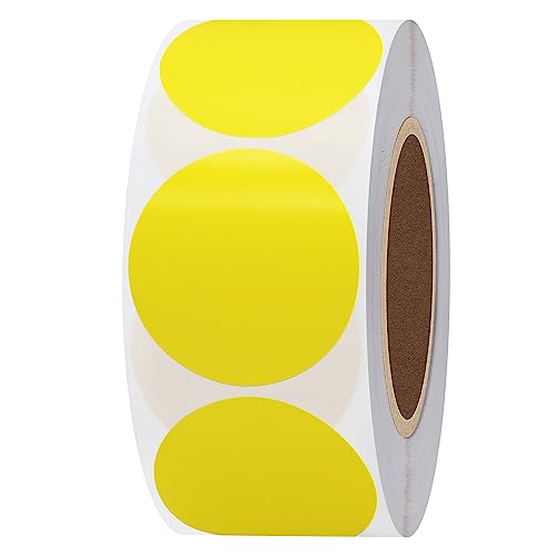 Hybsk 1.5 inch Circle Color Direct Thermal Stickers Shipping Labels for Barcodes,Name Tag,DIY Logo Design,Inventory– Compatible with Zebra,Rollo,Munbyn,and More-1000 pcs (1.5 inch,Yellow)