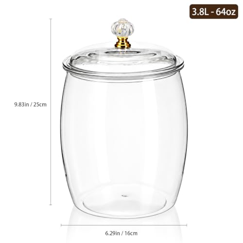 Tarro de galletas transparente hermético 3.8l de plástico reutilizable para dulces caseros 3