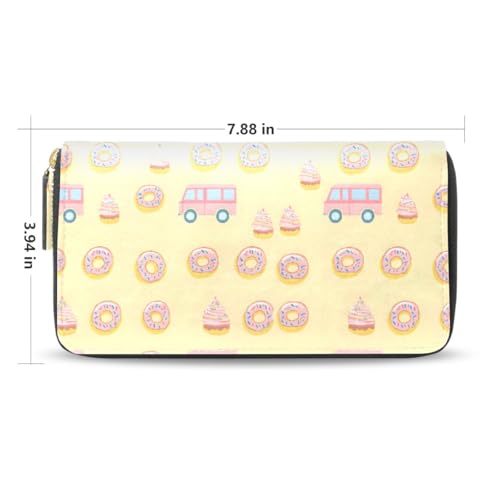 Long Wallets Leather Bifold Wallet for Women Donut Dessert Cart with Zipper Credit Card Holder Large Capacity2
