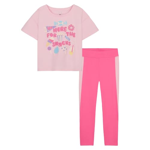 Image of Under Armour Girls 2-piece Short Sleeve Tee and Leggings Set, Soft & Comfortable