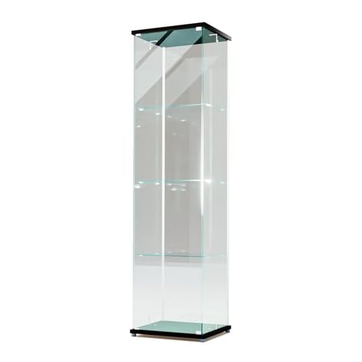 不二貿易 コレクションケース フィギュアケース 4段 幅42.5×奥行36.5×高さ162cm ブラック 強化ガラス 全面ガラス 組立商品 クリア 98880