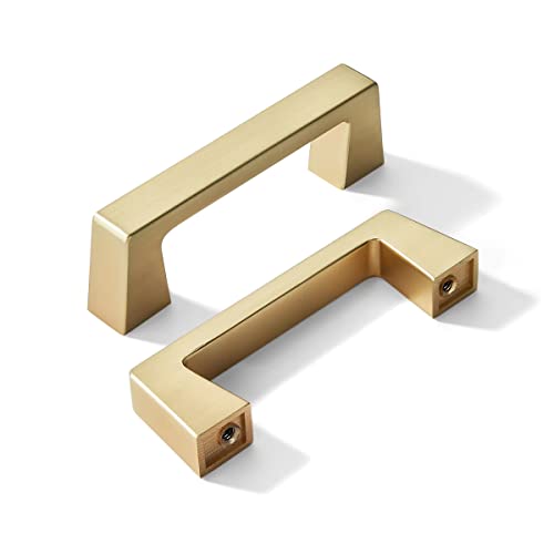 khtumeware 10 Pack 3 Inch(76mm) Kitchen Cabinet Handles Brushed Gold,Brushed Brass Cabinet Pulls Kitchen Cabinet Hardware, Furniture Pulls for Bathroom Cupboard Drawer Handles Dresser Pulls