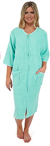 UNDERCOVER Lingerie femmes 100% pure coton fermeture éclair tissu éponge peignoir Tom Franks - Menthe, Large UK 16-18